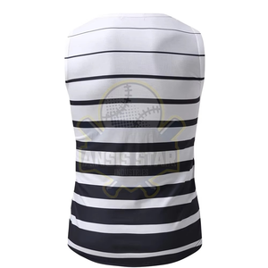 Camiseta sin mangas a rayas para hombre ANSIS STAR, cuello redondo, tejido transpirable, informal, con estampado por sublimación - Product Image 4