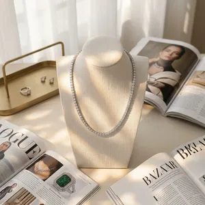 Collier Tennis Hiphop en Diamants de Laboratoire Plaqué Or, Coupe Ronde Brillante, Certifié IGI, Bijou Élégant pour Mariage, Présenté en Coffret - Product Image 1