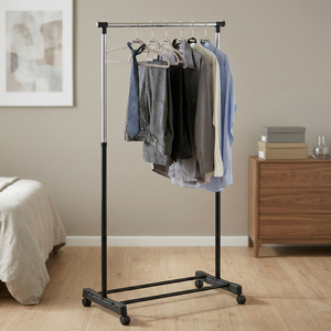 Porte-vêtements moderne en fer de qualité, extensible, convertible, réglable en hauteur, avec roulettes, pour salon, salle de sport, maison - Product Image 2