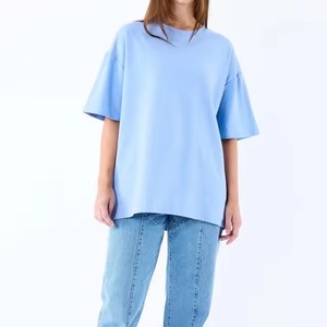 Women's Oversized Crew Neck Short Sleeve <b>T</b>-<b>Shirt</b> Solid Color Loose Fit Casual Knitted Cotton Jersey Top All Seasons Wear - Product Image 2