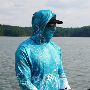T-shirts de pêche à manches longues pour hommes en bambou recyclé, respectueux de l'environnement, avec protection UV UPF50+, évacuation de l'humidité et masque intégré - Product Image 3