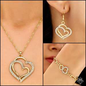 ชุดสร้อยข้อมือสร้อยคอต่างหูคริสตัลชุบทองป้องกันการเสื่อมเสีย - Product Image 4