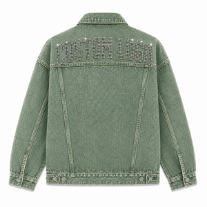 Chaqueta Vaquera Verde Personalizada, Fabricante de Ropa Urbana a la Moda - Product Image 2