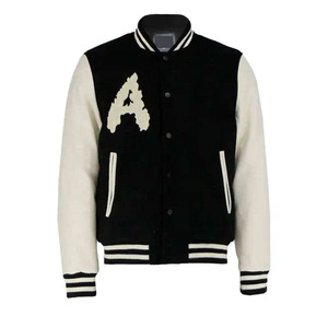 Customizable Vintage Varsity <b>Jacket</b> for <b>Men</b> Breathable Cotton Streetwear Oversized Logo Embroidery Patch Leather Print Plus Size - Product Image 1