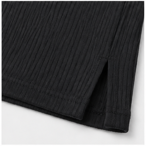 Camiseta Corta de Manga Larga con Cuello Redondo para Mujer, Color Negro, Corte Ajustado, WTS-0110 - Product Image 6