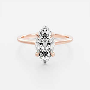 Anillo de Compromiso Solitario con Diamante Cultivado en Laboratorio, Corte Marquesa, Certificado IGI, Joyería Fina de Lujo, Oro Puro de 14k Amarillo/Blanco/Rosa - Product Image 2
