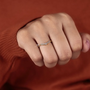 Curved Diamond Wedding Band V Shape Lab Grown Diamond <b>Ring</b> Curved <b>Stacking</b> Band Chevron Bridal <b>Ring</b> Anniversary Gift Wholesale - Product Image 4