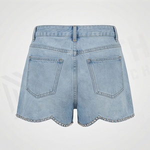 Shorts de mezclilla de cintura alta para mujer, venta al por mayor, estilo casual de verano, jeans boyfriend con diseño rasgado y desgastado - Product Image 2