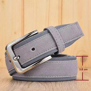 Cinturón de Cuero Vacuno de Lujo para Hombre y Mujer, Diseño Sólido con Hebilla Cuadrada, Estilo Casual, Ajustable, Duradero y Ecológico para Jeans - Product Image 3