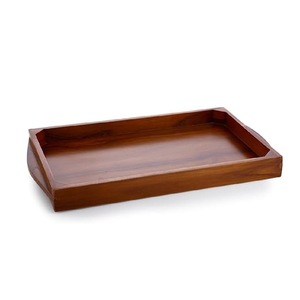 Natural Wood Serving <b>Tray</b> Rectangle Decorative Butler <b>Tray</b> with Handles for Home Hotel - Product Image 5