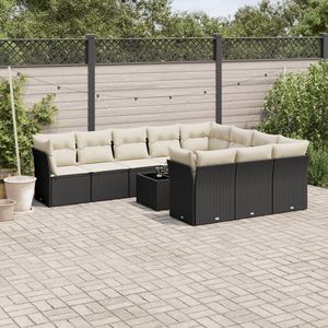 Conjunto de Sofás Modulares Grandes de Ratán Sintético Negro para Jardín - Product Image 1