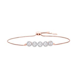 Pulsera de Diamantes Chapada en Oro Rosa, Corte Brillante Redondo, Engaste de Bisel, Cadena de Eslabones, Joyería de Lujo para Uso Diario para Mujer - Product Image 1