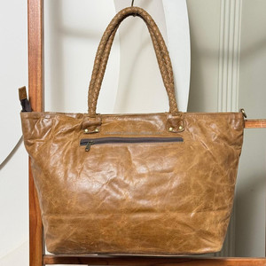 Sac fourre-tout en cuir véritable fait à la main avec poignées tressées nouvelle mode haute capacité fermeture éclair bureau et voyage sac à bandoulière pour femmes - Product Image 4
