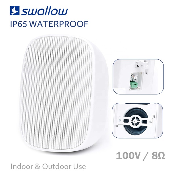 Weatherproof 2-Way Wall Speaker with 5 Inch Woofer and Dome Tweeter for Indoor Outdoor Use