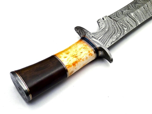 Cuchillo Bowie de Acero de Damasco Hecho a Mano con Mango de Madera de Palisandro, Hoja Recta, Funda de Cuero Fino, Cuchillo Vikingo para Exteriores, Precio al por Mayor - Product Image 3