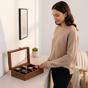 Caja de Presentación de Madera para Relojes con Impresión de Logotipo, Caja de Exhibición de Madera para Relojes para Regalos de Lujo por AYAANS - Product Image 1