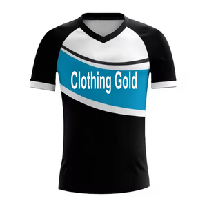 Conjunto de Camiseta de Fútbol Personalizada para Hombre, Degradado Blanco y Verde, Cuello en V, Manga Corta, Ropa de Poliéster que Absorbe la Humedad, Dorado - Product Image 5
