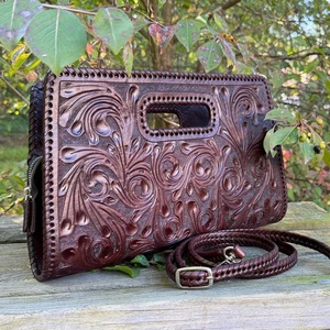 Bolso de mano de noche tipo clutch para mujer, de moda, con bordados florales y grabados, hecho a mano, de cuero 100% genuino, personalizado, venta al por mayor 2026 - Product Image 5