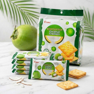 220g Sweet Coconut Crackers Crispy Square <b>Biscuit</b> Snack Bulk ODM Factory Supply - Product Image 1