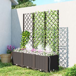 Set di 3 Fioriere in Plastica con Traliccio e Kit di Auto-Irrigazione - Materiali con Drenaggio e in PP - Product Image 2