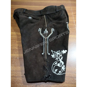 Factory Manufacture Custom Bavarian <b>Short</b> Lederhosen <b>For</b> Men <b>Women</b> High Waist Casual Cowhide Suede <b>Leather</b> Made in Pakistan - Product Image 4