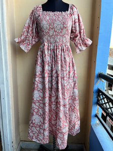 Vestido Indio de Algodón Estampado a Mano, 100% Algodón, Vestido Largo con Cuello Cuadrado, Estilo Casual, Vestido Túnica Indio Bordado - Product Image 3