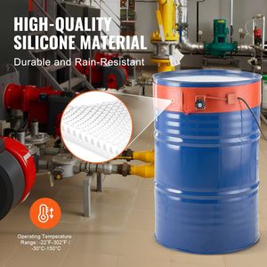 Chauffe-tambour métallique 1200 W, bande chauffante pour seaux de 5 pouces de large, pour fûts de 55 gallons, thermostat réglable 86-302F, équipement de chauffage haute performance - Product Image 5