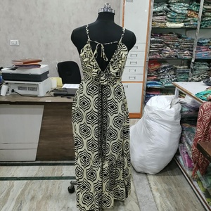 <b>Women</b> Summer Polyester Woven Digital Printing Maxi Beach Holiday <b>Dress</b> <b>Vintage</b> Spaghetti Strap Backless Casual Natural Waist - Product Image 2