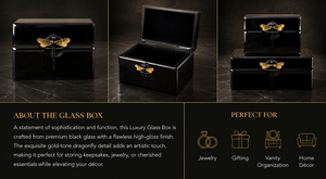 Luxury Black Mirror <b>Glass</b> Decorative Storage Box Set Dragonfly <b>Knob</b> Premium Jewelry Vanity Organizer Boxes Home Decor Lacquered - Product Image 2