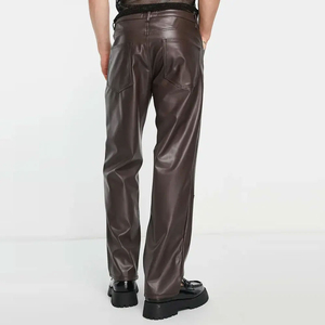 New Best High Arrival <b>Men's</b> Casual <b>Leather</b> <b>Pants</b> Made High Waist Straight Cut Outdoor Use Reasonable Prices - Product Image 3