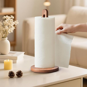 Porte-serviettes en papier en bois d'acacia pour comptoir, compatible avec les rouleaux jumbo, support autoportant en bois foncé pour serviettes en papier - Product Image 4