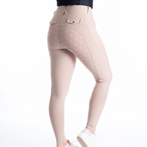 Pantalones de equitación de punto para mujer, de cintura alta, elásticos en cuatro direcciones, con bolsillos, de color liso, de largo completo, ecológicos y de secado rápido. - Product Image 5