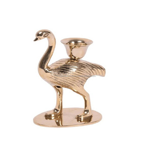 เชิงเทียนตกแต่งรูปนกกระจอกเทศสีทอง เชิงเทียนโลหะทรงเสา สำหรับตกแต่งบ้าน - Product Image 4