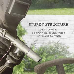 Sedia a dondolo da esterno marrone chiaro per patio, giardino o veranda con telaio in acciaio e seduta in rete, modello D0100X3H7A2 - Product Image 6