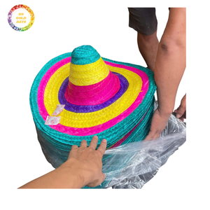 Chapeau de paille mexicain à large bord, fait main, pour festivals et fêtes, protection solaire, vente en gros, exportation - Product Image 1