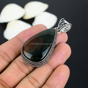 Colgante de piedra de sangre, collar con colgante de plata de ley 925, colgantes de piedras preciosas, collar bohemio, joyería gruesa, regalo para mamá, regalos para ella - Product Image 5