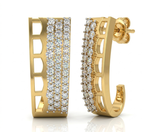 ต่างหูห่วงเพชรทรงกลมเจียระไนแบบบริลเลียนท์เคลือบทอง 18K 14K หรูหรา ประดับเพชรแล็บโกรว์ แบบฝังเพชรไมโครเพฟ สำหรับผู้หญิง - Product Image 3
