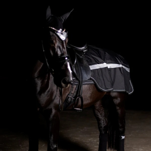 Couverture imperméable pour cheval en tissu Oxford 600D, forme en U, avec rabat de queue moyen, pour usage extérieur toutes saisons, col standard, sans rembourrage - Product Image 2