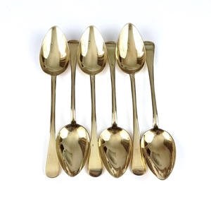 Vintage Brass Table Spoons Set High Mirror Polish Rust Resistant Wedding <b>Flatware</b> Metal Handle - Product Image 4