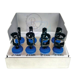 Kit de trephines dentaires 8 pièces, manuel, certifié CE, revêtement titane, pour implants chirurgicaux, poignée ergonomique, garantie 1 an - Product Image 1