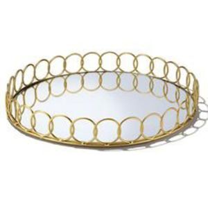 Modern Brass Finished <b>Mirror</b> Base Decorative Tray Wholesale Metal Glass Serving Tray for Wedding Centerpiece Hotel Tableware - Product Image 3