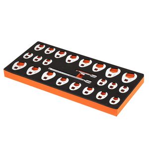 Set di chiavi a zoccolo da 24 pezzi con attacco da 3/8 di pollice, 2 prolunghe, SAE 3/8-1 pollice, metrico 10-22 mm, in acciaio CR-MO - Product Image 1