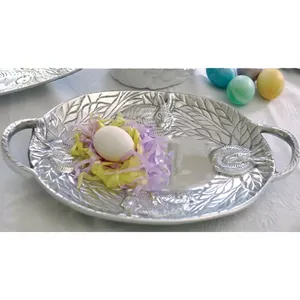 Premium Glass & <b>Crystal</b> Serving Tray Luxury Home Decor Wedding Hotel Use Durable Powder Coated Metal Handicraft Feng Shui Design - Product Image 1