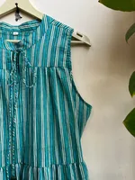 Robe longue sans manches col en V grande taille pour femme, en coton uni, style bohème, écologique, coupe ample, décontractée, pour le quotidien, coupe trapèze asymétrique