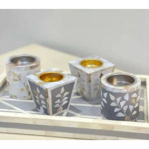 Classic Aaliya <b>Bukhoor</b> Incense Set handcrafted resin <b>burner</b> with mother of pearl and bone inlay tray for timeless elegance - Product Image 2