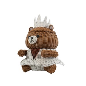 Cesta de Almacenamiento de Mimbre Ecológica con Forma de Oso Tutú, Maceta Única con Forma de Animal, Soporte para Mantas de Piso para Habitación Infantil - Product Image 3