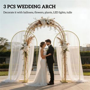 Arche de mariage décorative en or avec support métallique (3 pièces) - Product Image 2