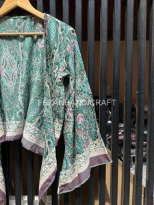 Wholesale <b>Silk</b> Handmade <b>Crop</b> <b>Top</b> Summer Designer Kimono Style Sleeve Tie Blouse Loose Fit - Product Image 4