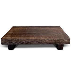 Handcrafted Rustic <b>Wooden</b> Riser <b>Stand</b> with Low Profile Design Decorative Pedestal Platform Display Tray for Kitchen Countertop - Product Image 1