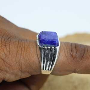 Blue Sapphire <b>Ring</b> 925 Sterling Silver Mens Handmade Gemstone Jewelry <b>Statement</b> <b>Ring</b> Elegant Gift For Him - Product Image 3